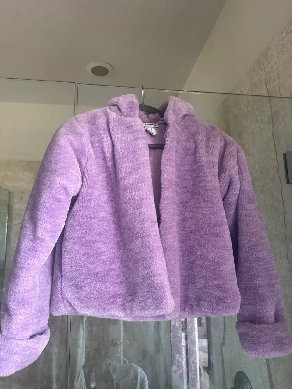 Plush Hooded Puffer Jacket for Kids - Lavender